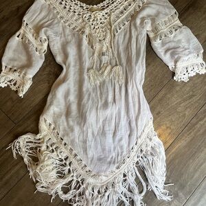 a.n.a White Crochet Fringe dress